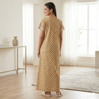 Pure Cotton A-Line Yellow Carnation Nighty