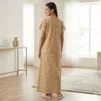 Pure Cotton A-Line Yellow Carnation Nighty