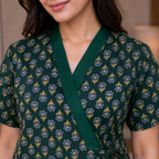 Pure Cotton Deep Green Daisy Housecoat