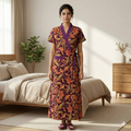 Pure Cotton Purple Heliconia Housecoat