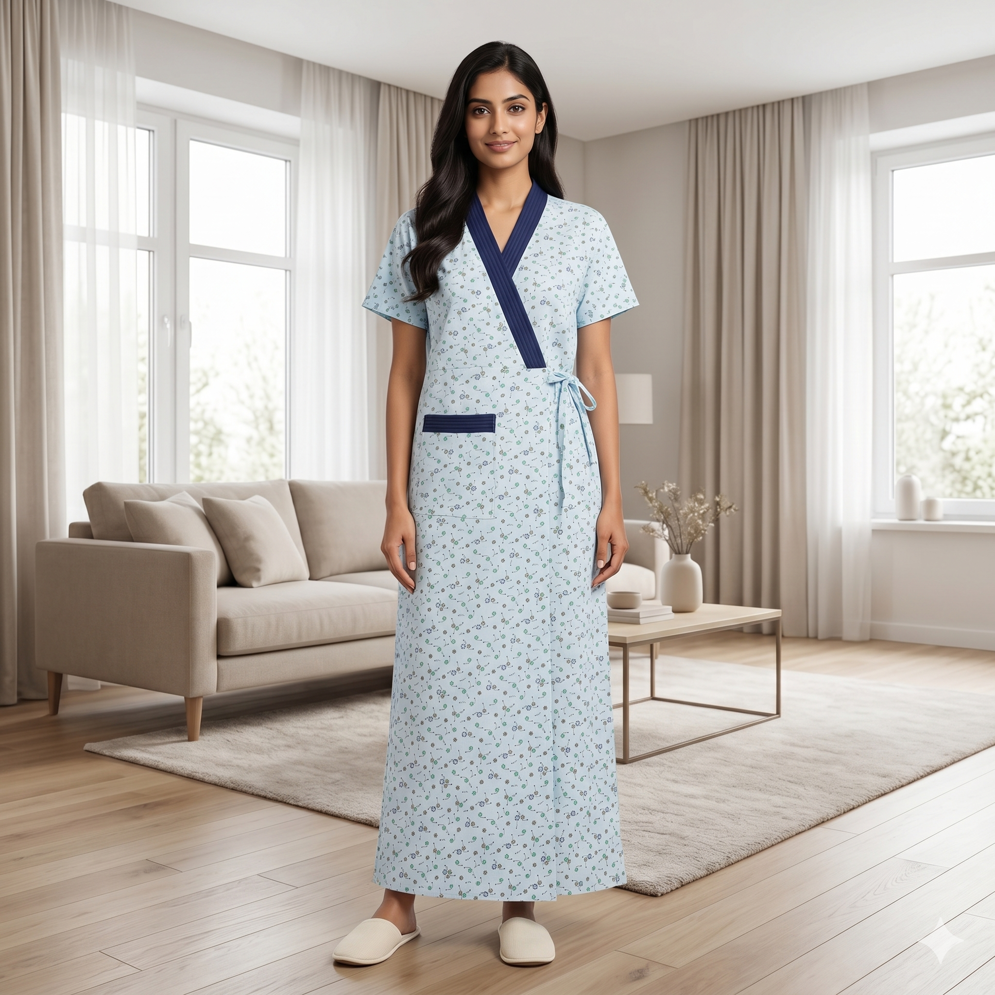 Bizzy Lizzy Light Blue Sunflower Housecoat