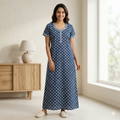 Pure Cotton A-Line Blue Carnation Nighty