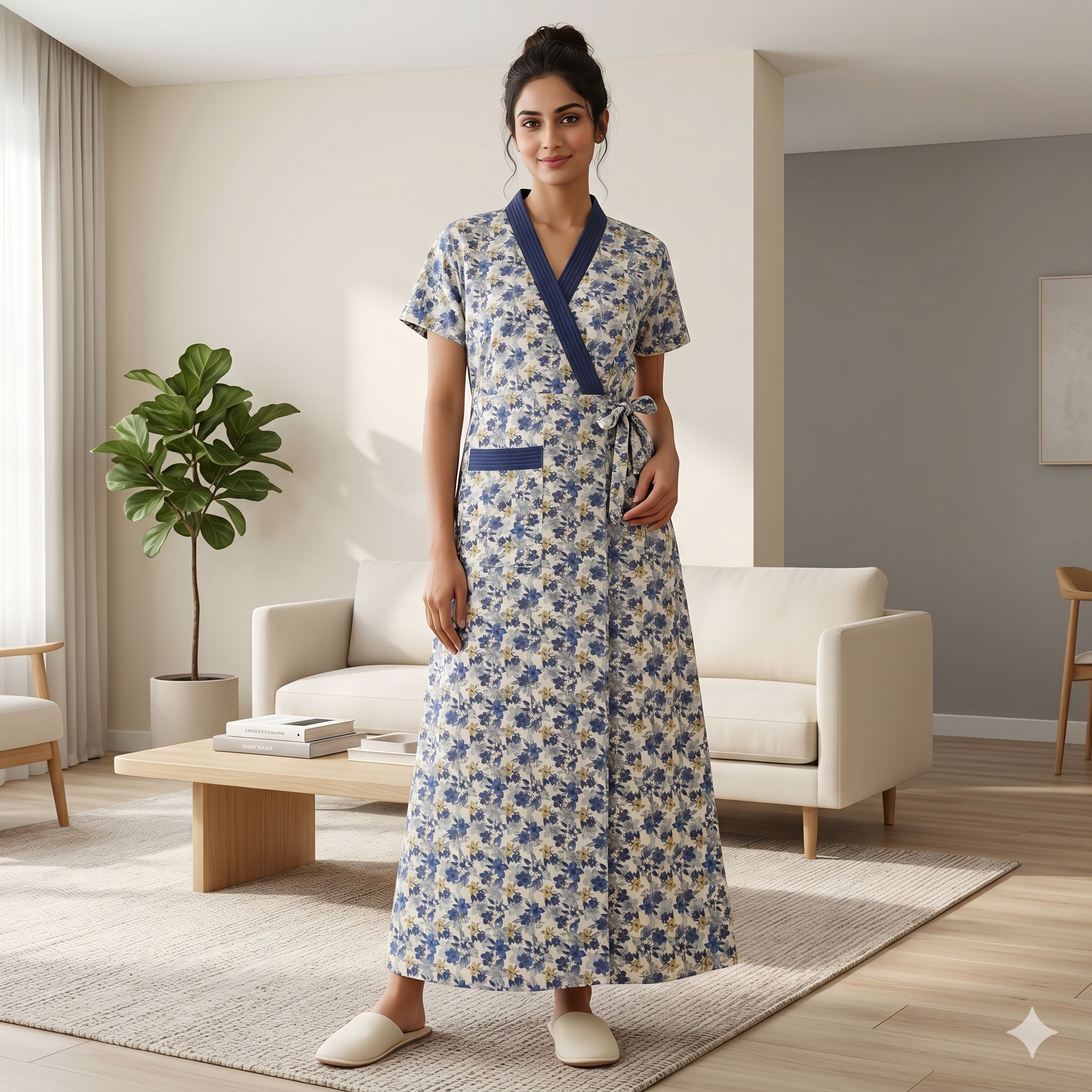 Bizzy Lizzy Blue Sunflower Housecoat