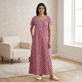 Pure Cotton A-Line Pink Carnation Nighty