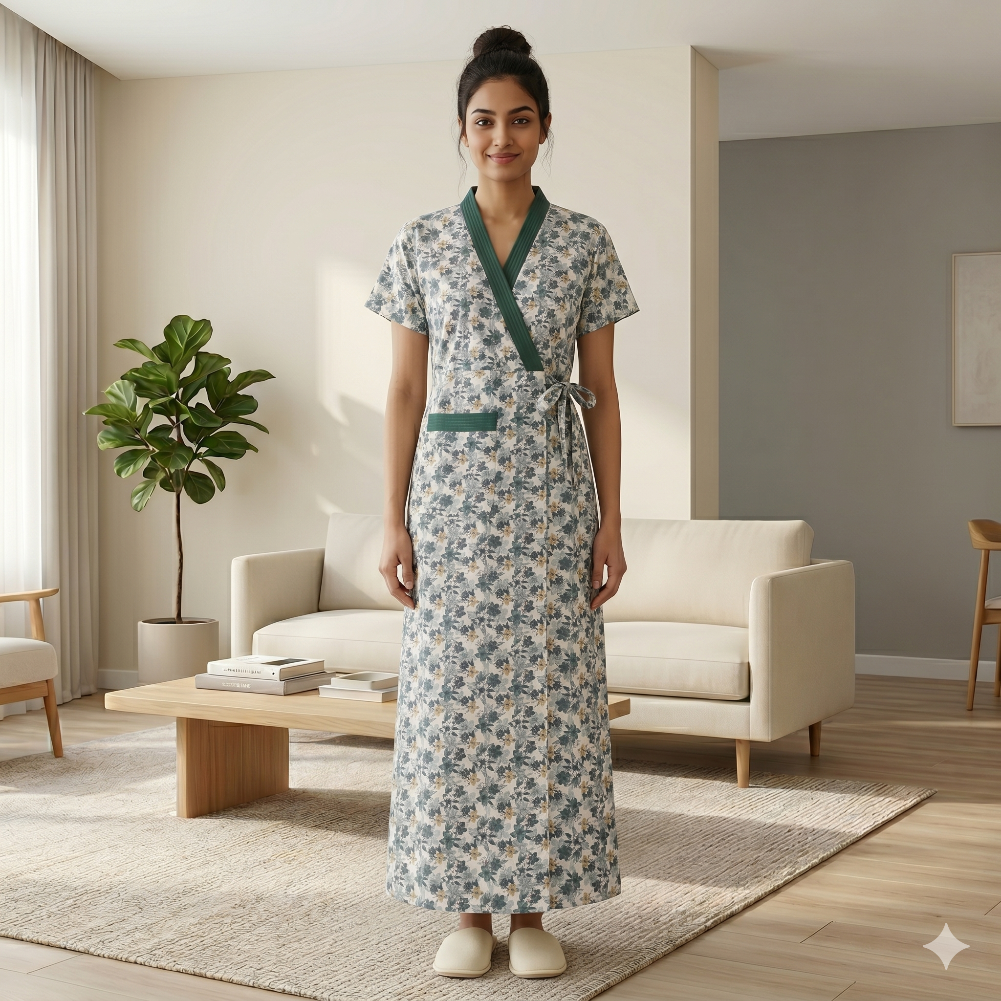 Bizzy Lizzy Green Sunflower Housecoat