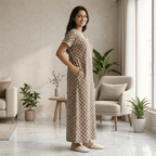 Pure Cotton A-Line Brown Carnation Nighty