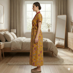 Pure Cotton Yellow Heliconia Housecoat