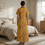 Pure Cotton Yellow Heliconia Housecoat
