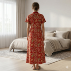 Pure Cotton Red Heliconia Housecoat