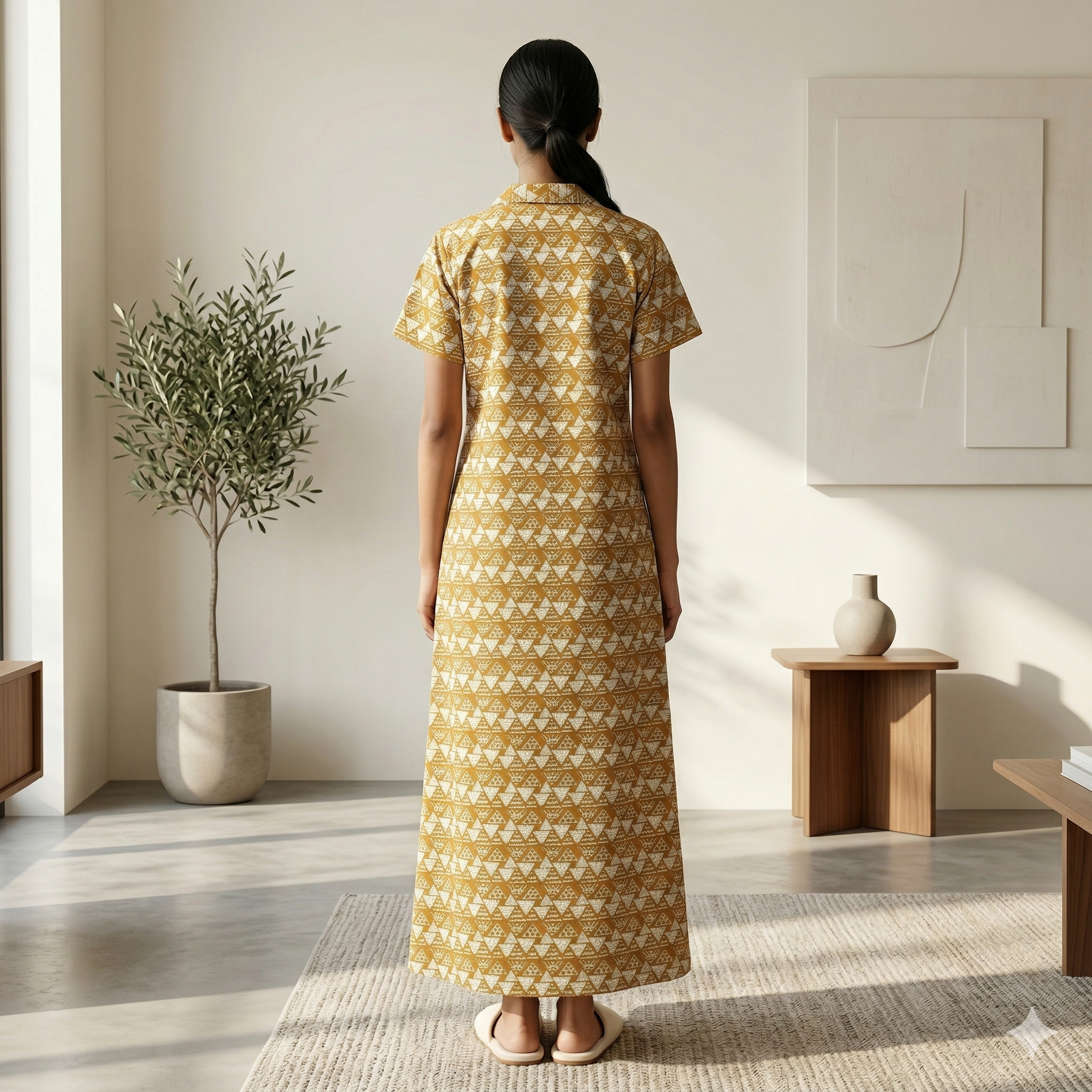 Pure Cotton Yellow Carnation Housecoat