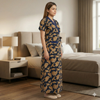 Pure Cotton Blue Heliconia Housecoat