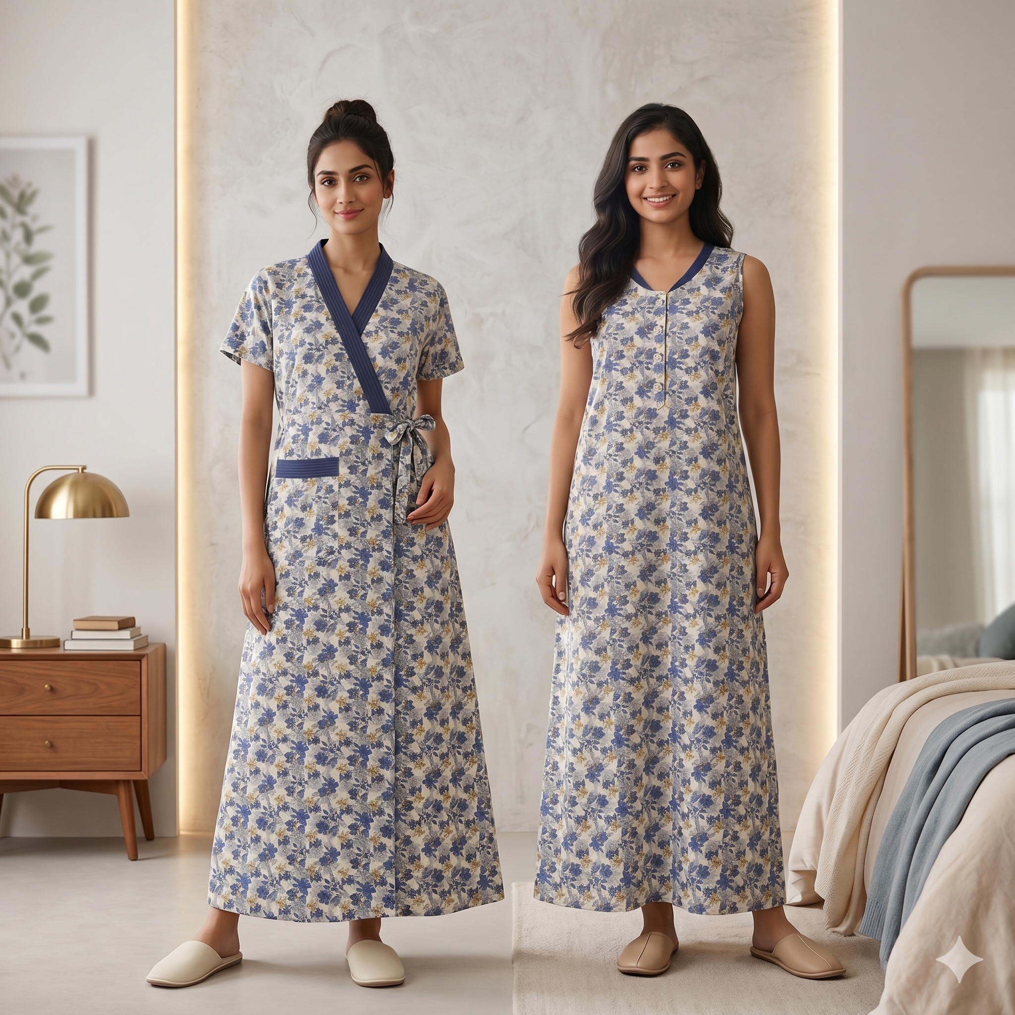 Bizzy Lizzy Blue Lily 2pc Set Housecoat