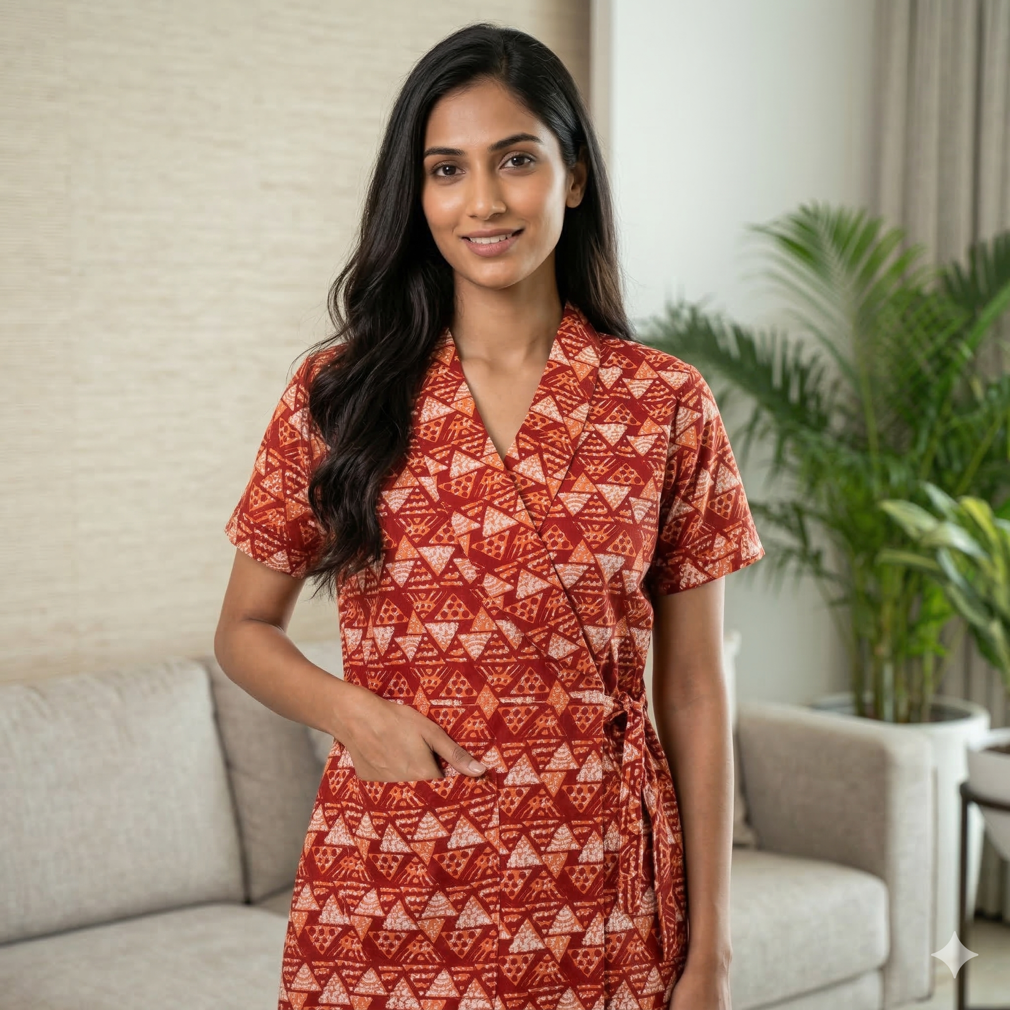 Pure Cotton Orange Canation Housecoat