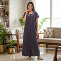Bizzy Lizzy Navy Blue Hyacinth Front Open Nighty