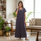 Bizzy Lizzy Navy Blue Hyacinth Front Open Nighty