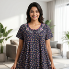 Bizzy Lizzy Navy Blue Hyacinth Front Open Nighty