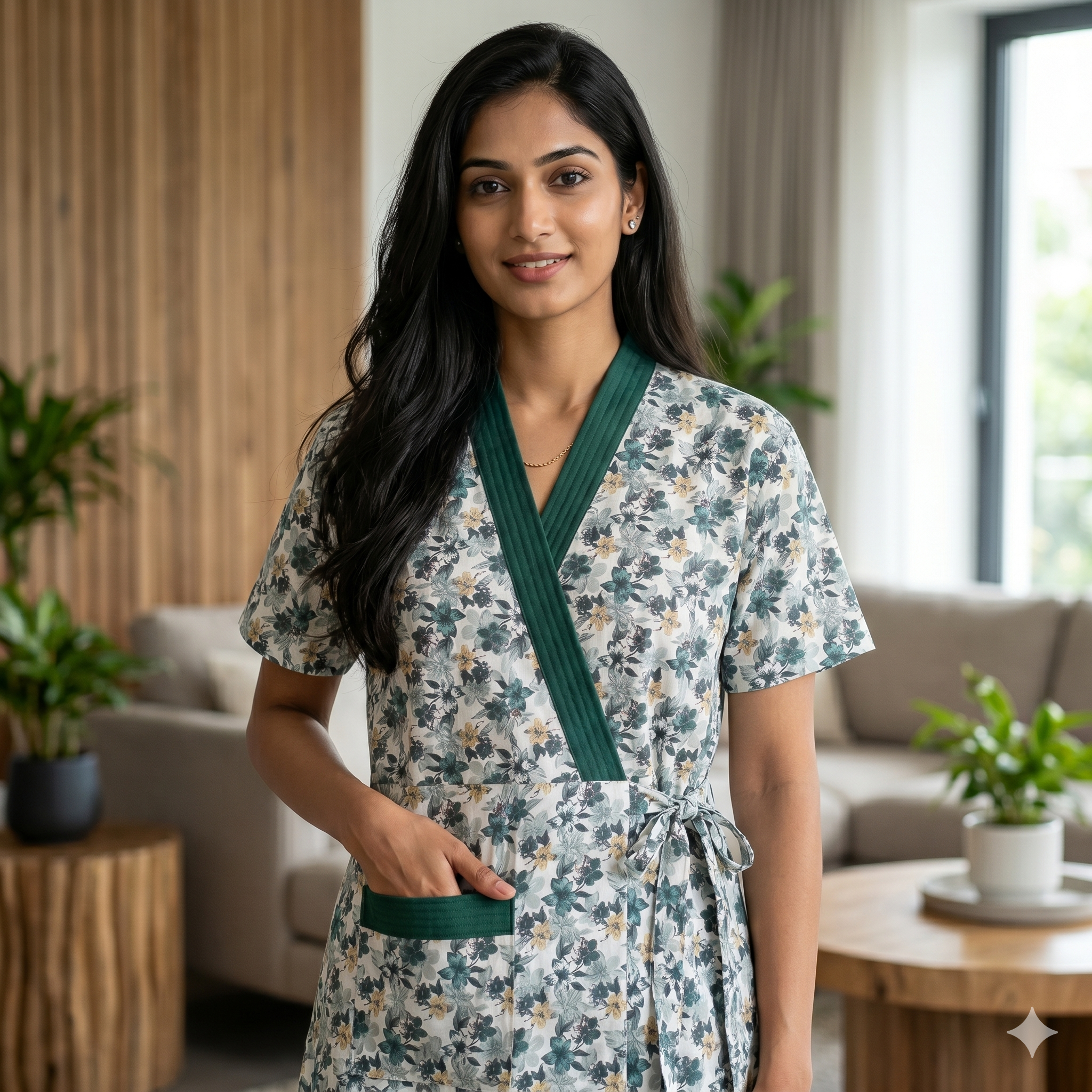 Bizzy Lizzy Green Lily 2pc Set Housecoat