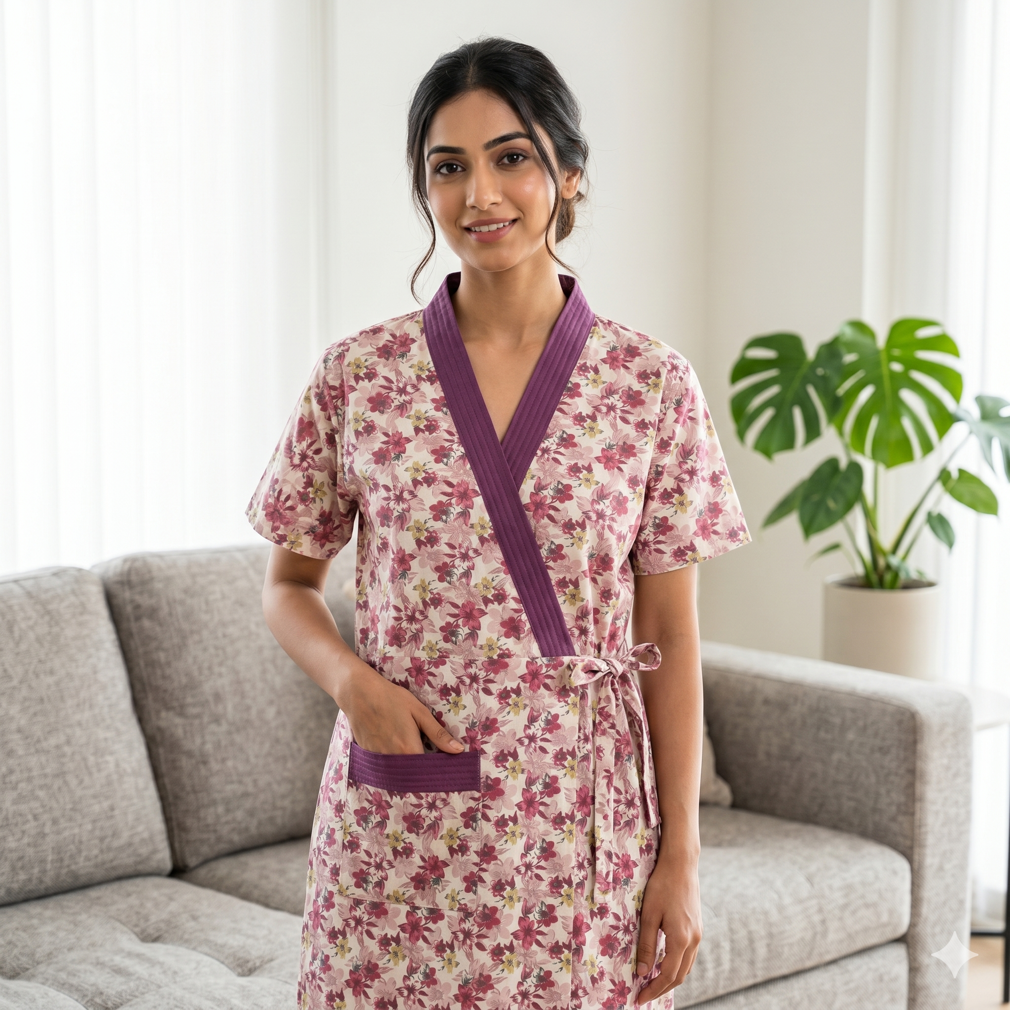 Bizzy Lizzy Purple Lily 2pc Set Housecoat