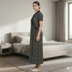 Pure Cotton Black Heliconia Housecoat