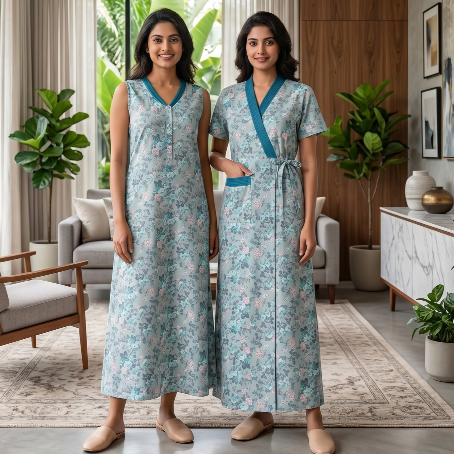 Bizzy Lizzy Pink Tulip 2pc Set Housecoat