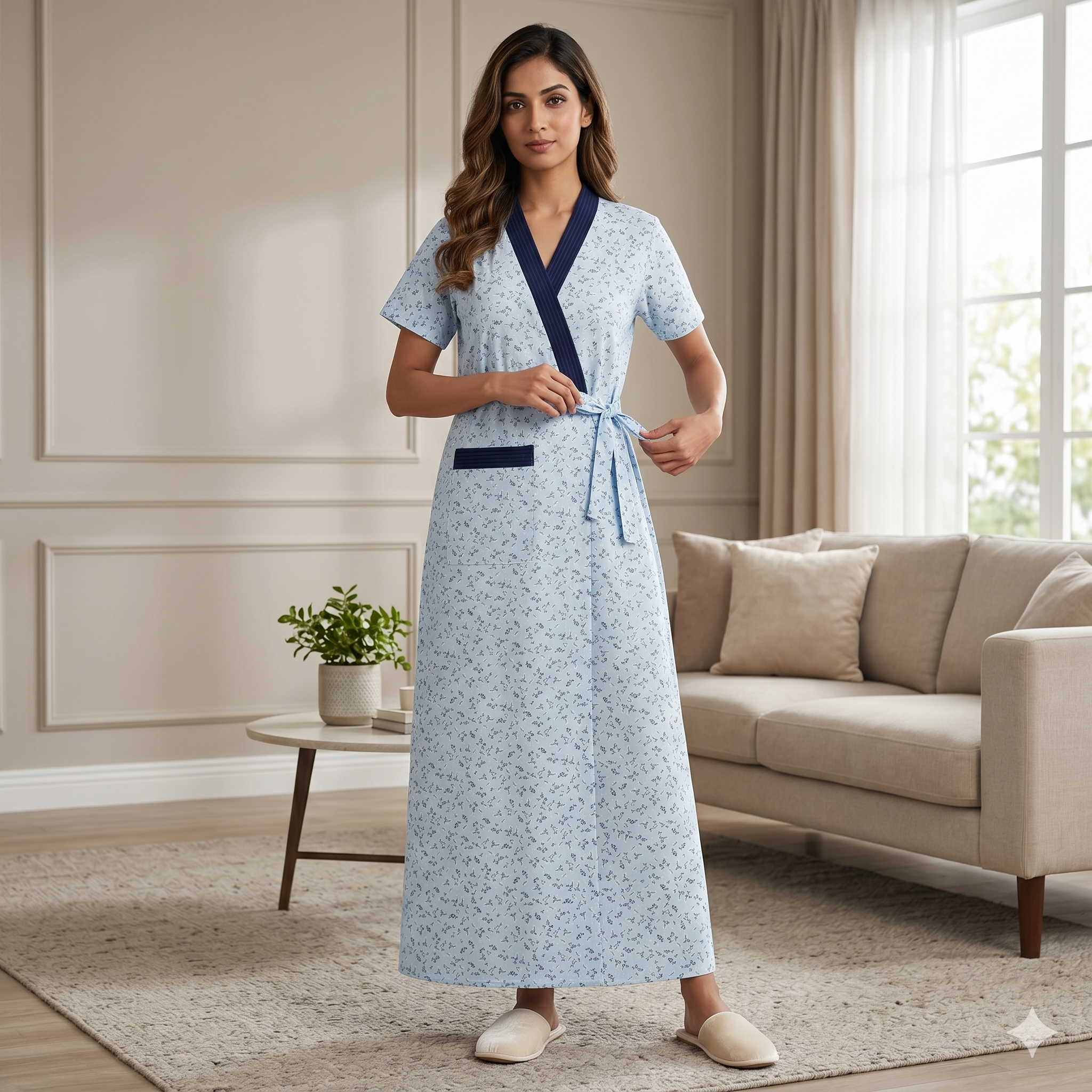 Bizzy Lizzy Light Blue Alstroemeria 2pc Set Housecoat