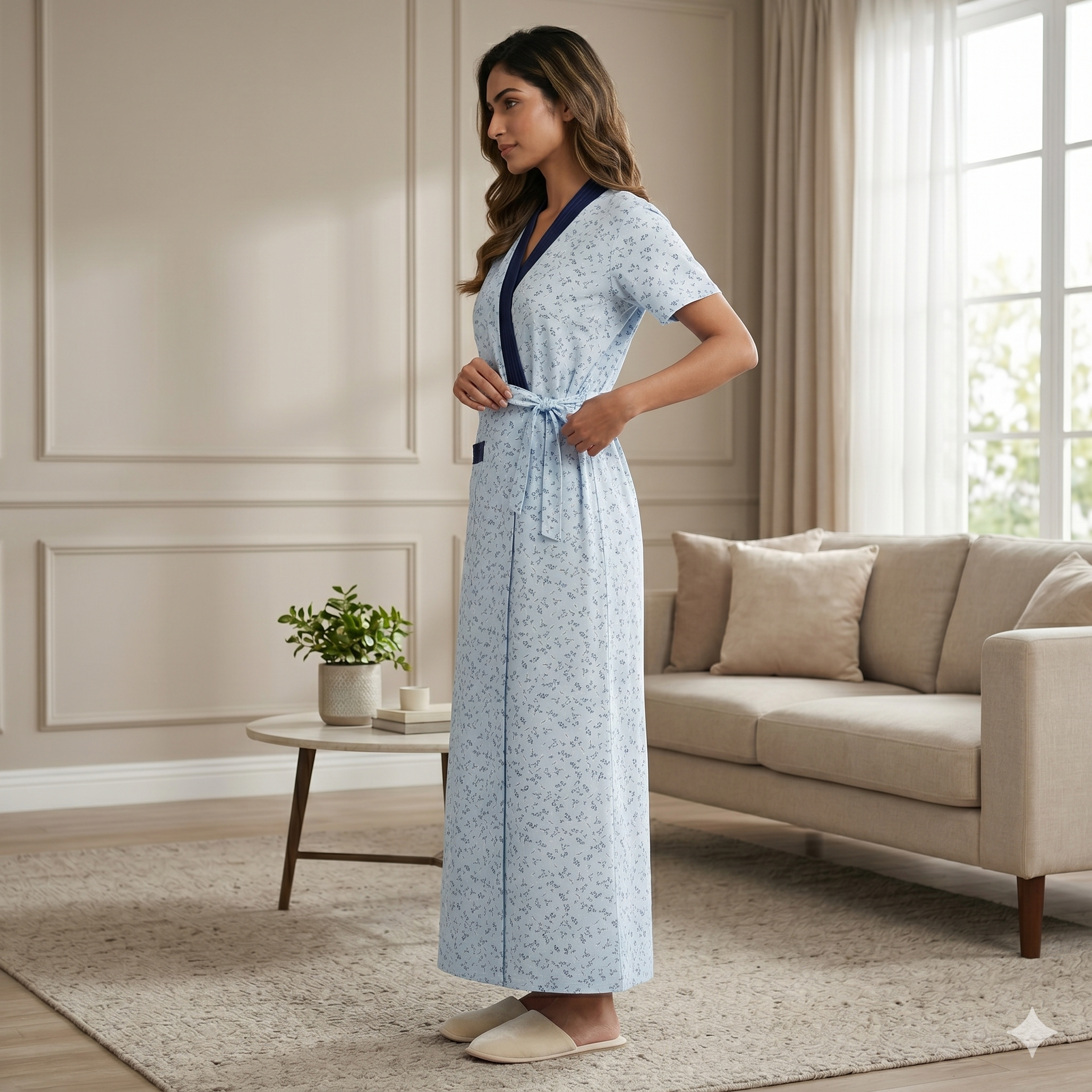 Bizzy Lizzy Light Blue Alstroemeria 2pc Set Housecoat