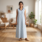 Bizzy Lizzy Light Blue Alstroemeria 2pc Set Housecoat