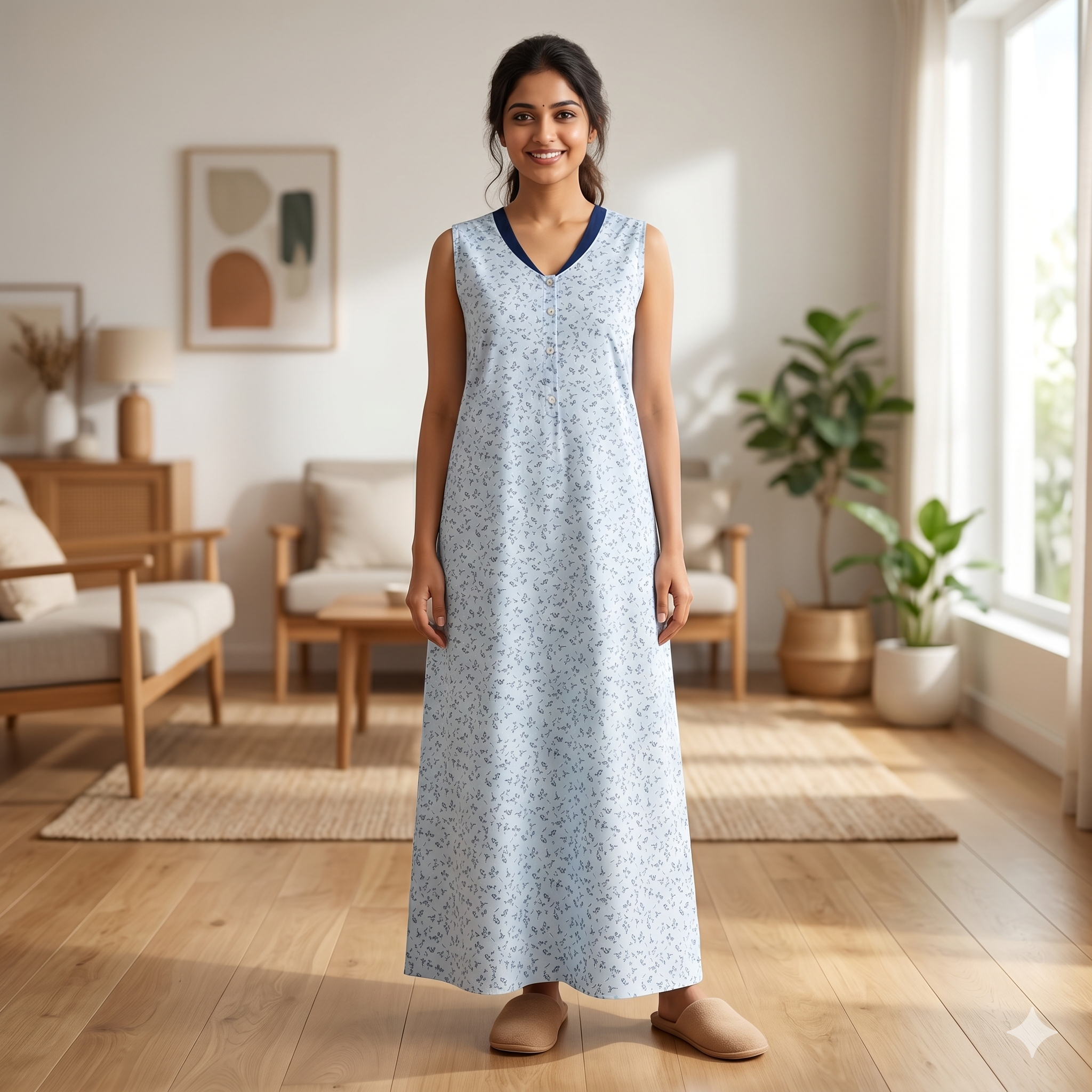 Bizzy Lizzy Light Blue Alstroemeria 2pc Set Housecoat