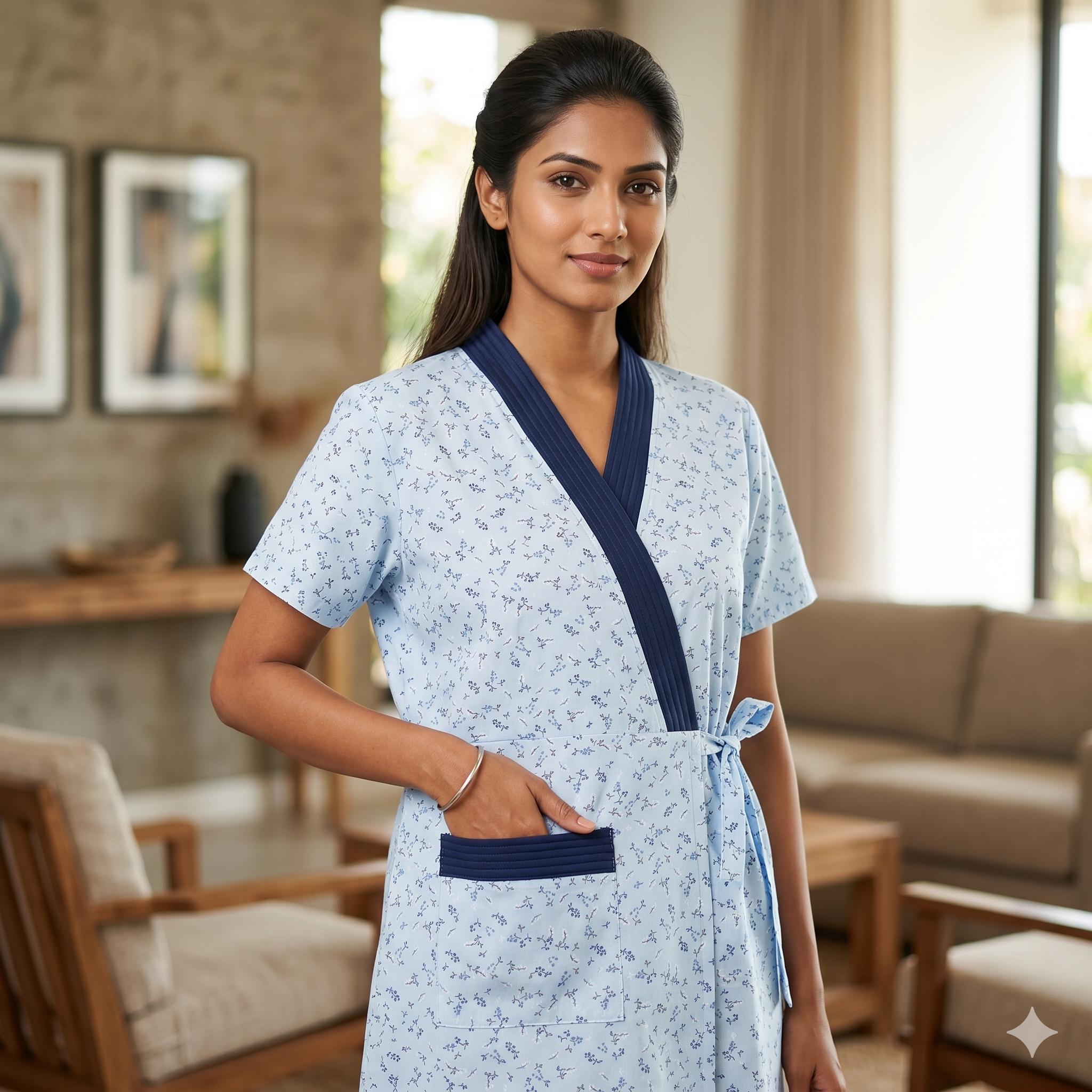 Bizzy Lizzy Light Blue Alstroemeria 2pc Set Housecoat