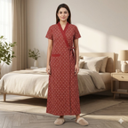 Pure Cotton Blood Red Heliconia Housecoat