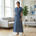 Pure Cotton Dark Blue Tulip Housecoat