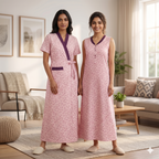 Bizzy Lizzy Light Pink Alstroemeria 2pc Set Housecoat