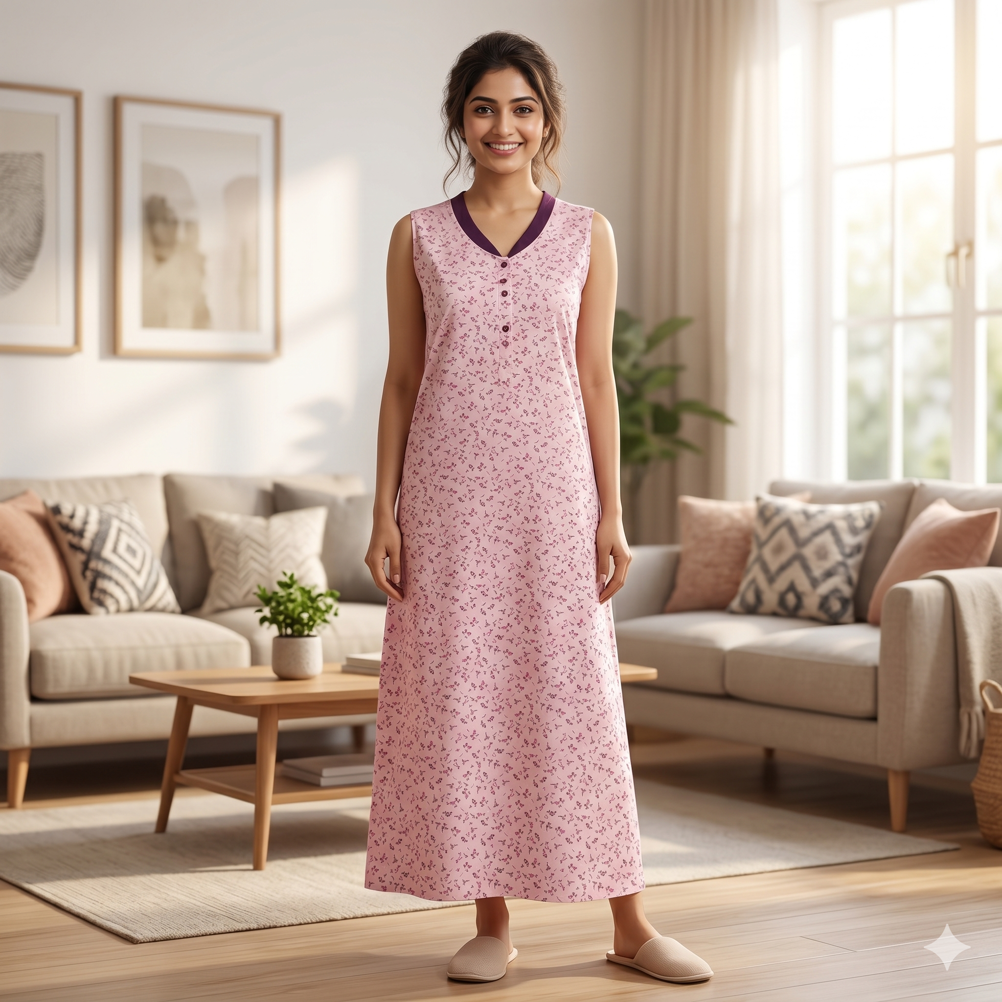 Bizzy Lizzy Light Pink Alstroemeria 2pc Set Housecoat