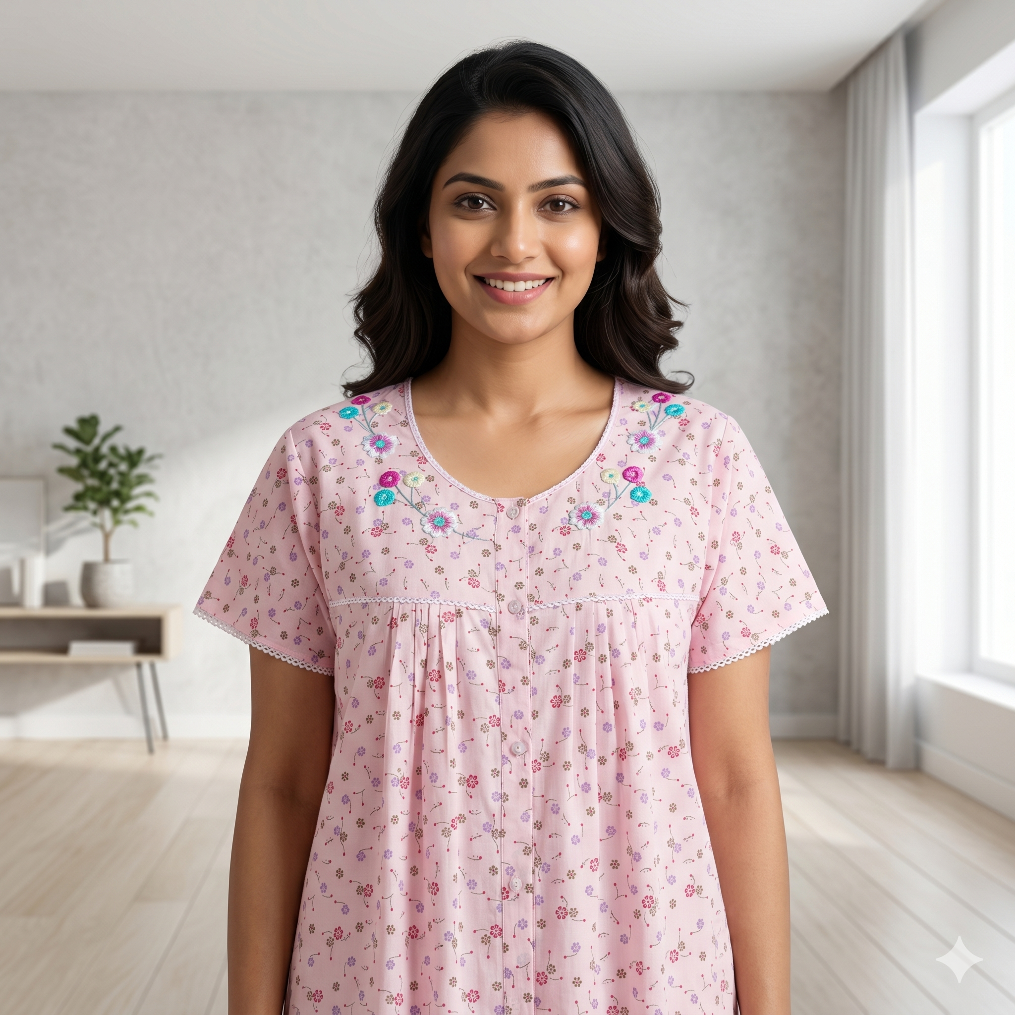 Bizzy Lizzy Light Pink Rose Front Open Nighty