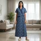 Pure Cotton Blue Tulip Housecoat