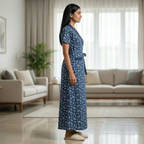 Pure Cotton Blue Tulip Housecoat