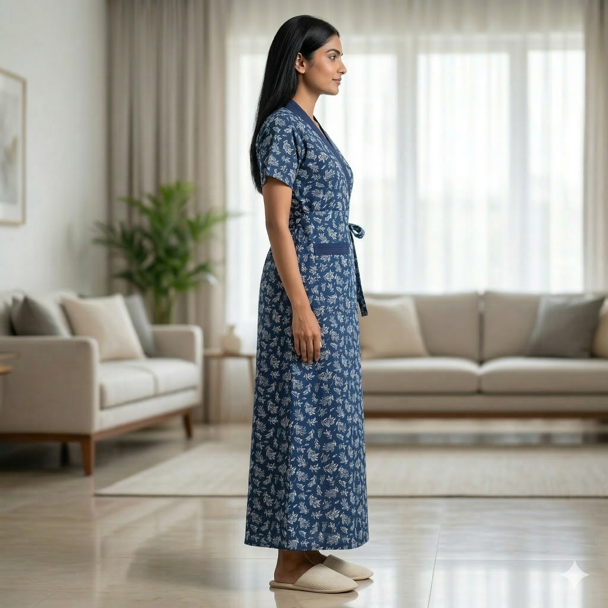 Pure Cotton Blue Tulip Housecoat