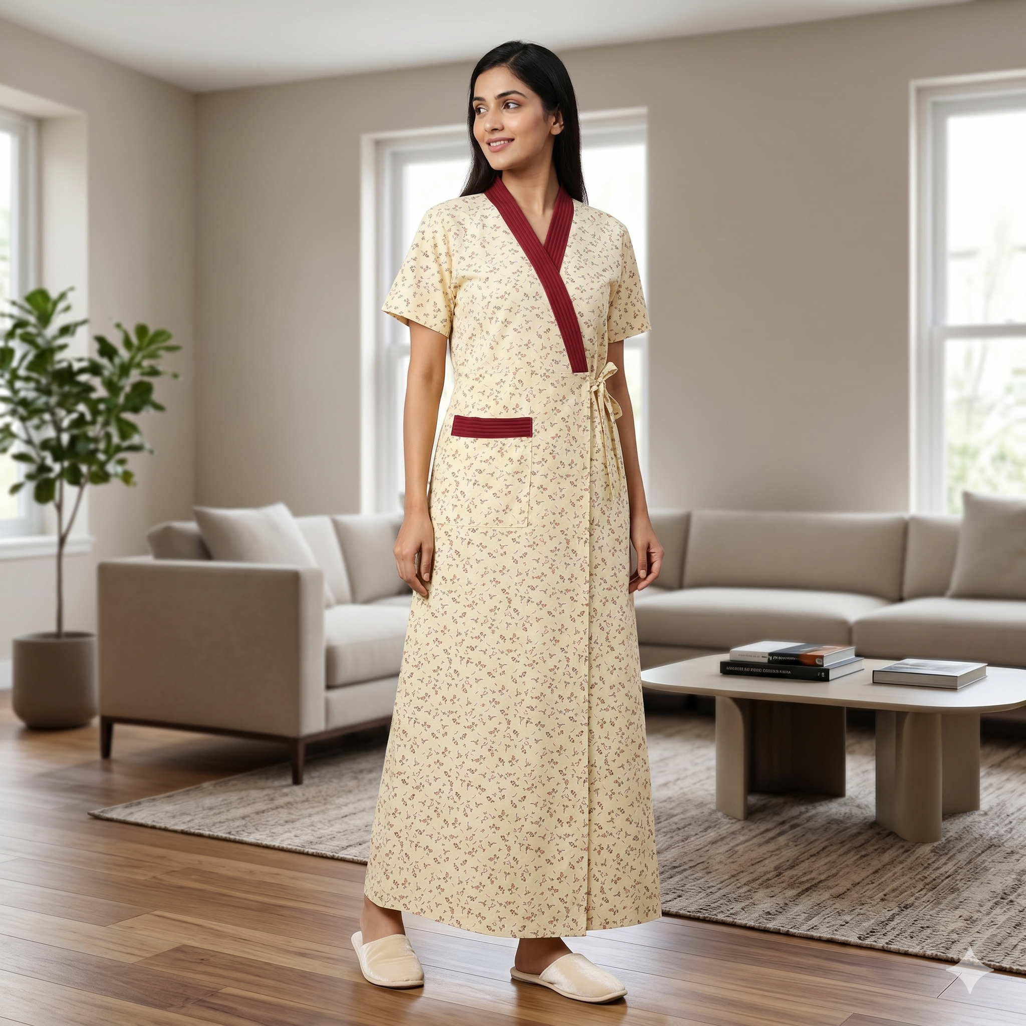 Bizzy Lizzy Light Yellow Alstroemeria 2pc Set Housecoat