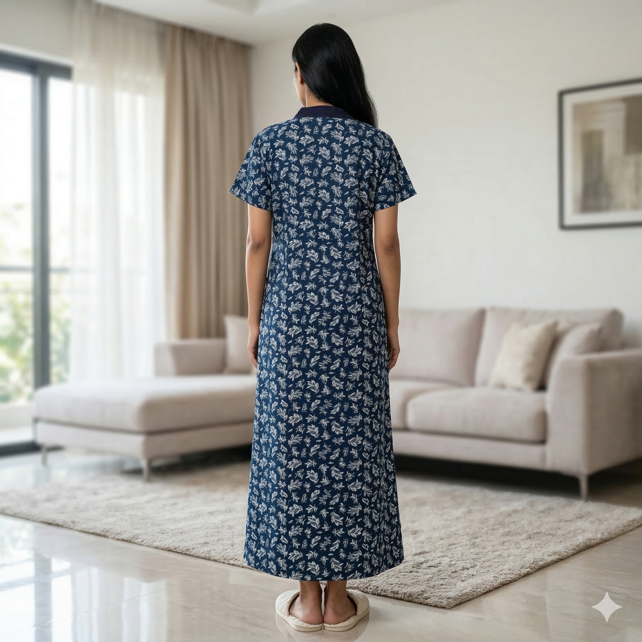 Pure Cotton Blue Tulip Housecoat