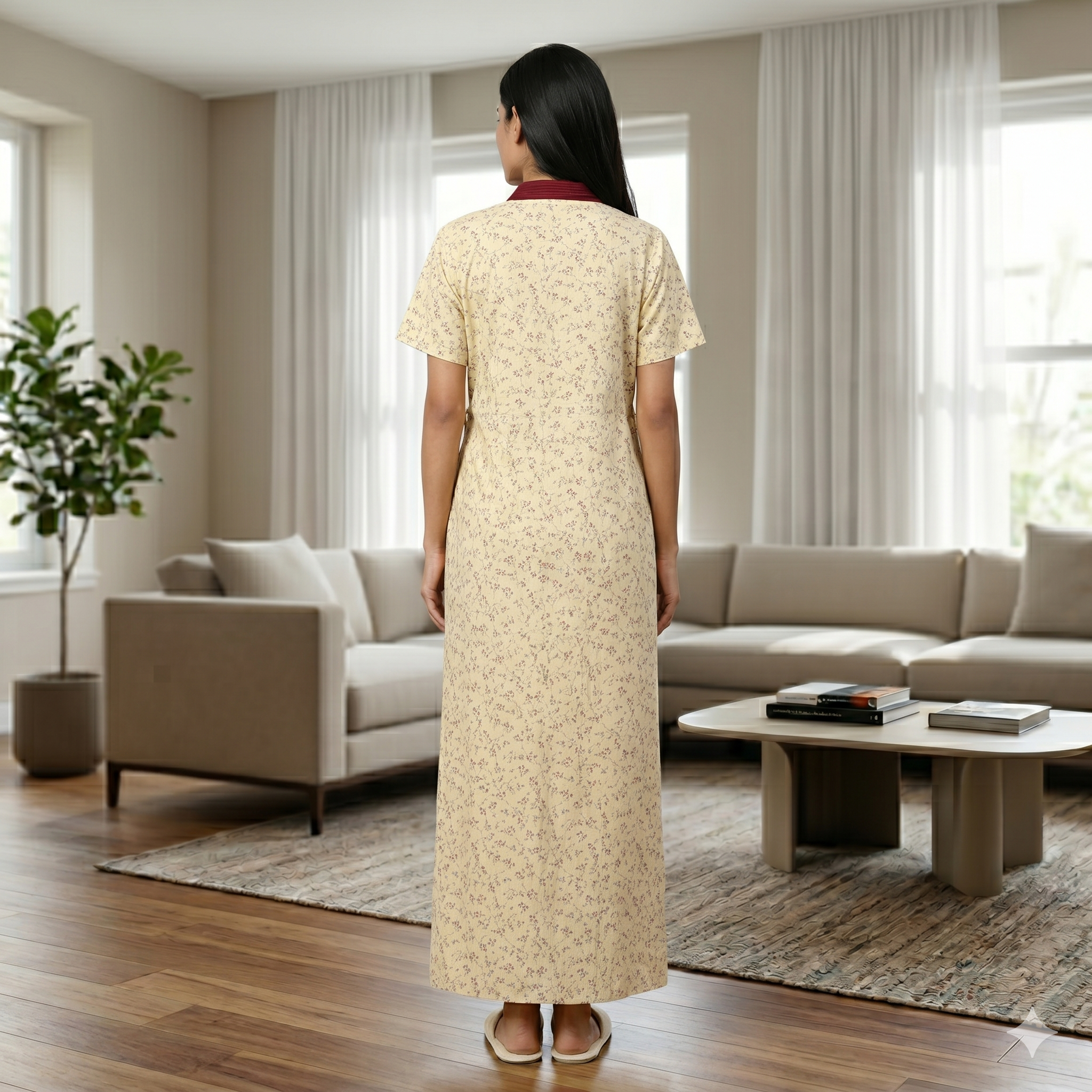 Bizzy Lizzy Light Yellow Alstroemeria 2pc Set Housecoat