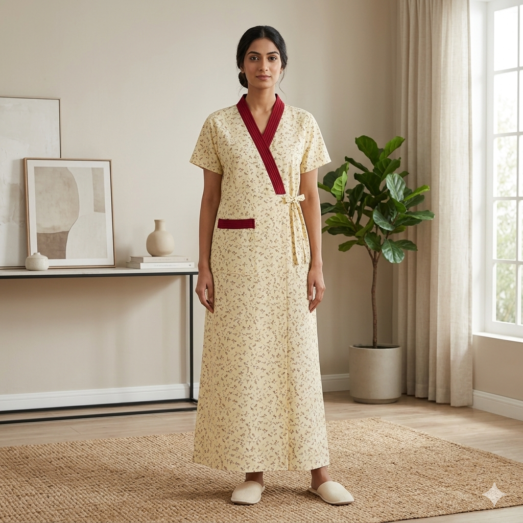 Bizzy Lizzy Light Yellow Alstroemeria 2pc Set Housecoat