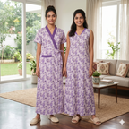 Bizzy Lizzy Purple Alstroemeria 2pc Set Housecoat