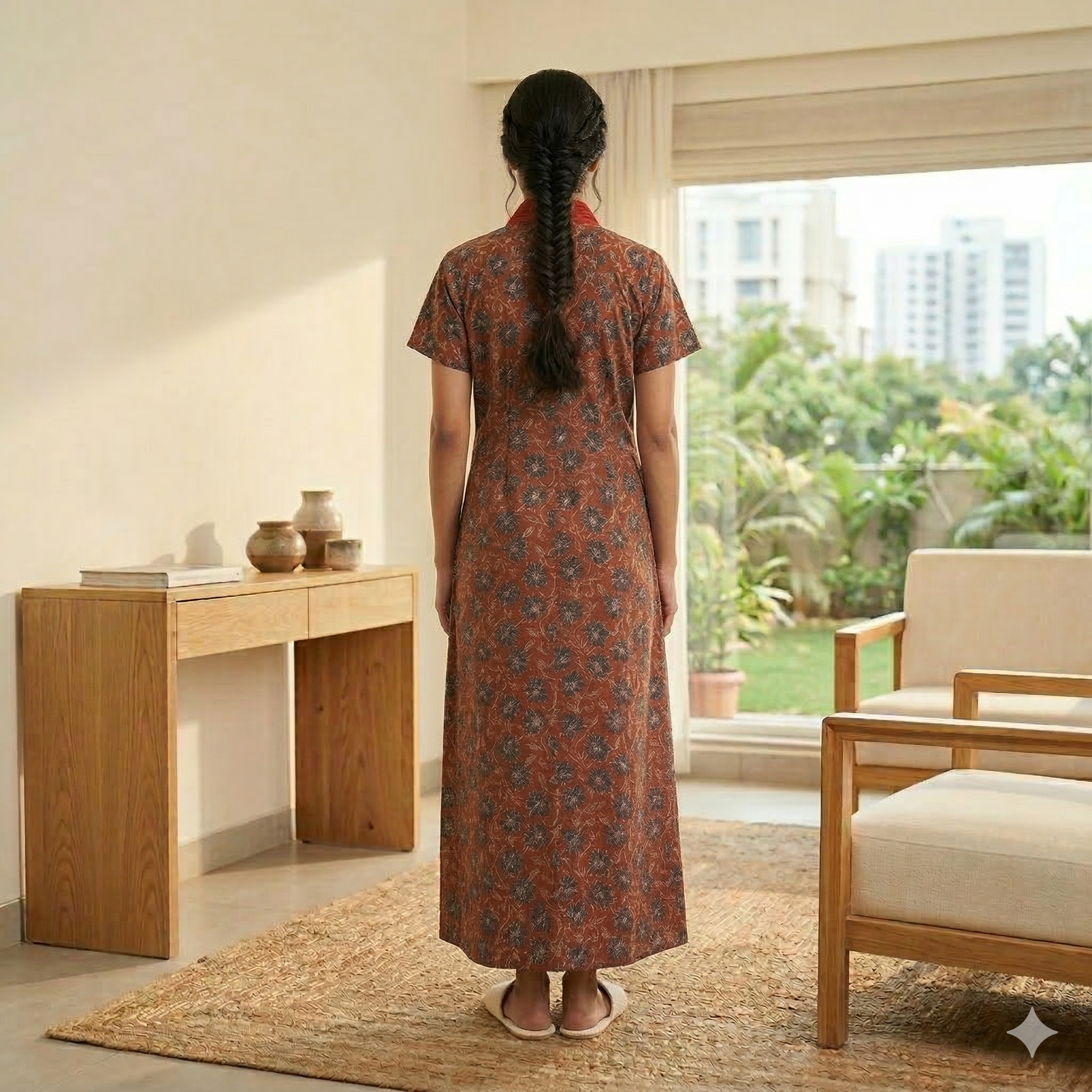 Pure Cotton Red Tulip Housecoat