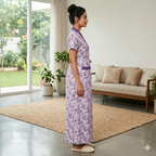 Bizzy Lizzy Purple Alstroemeria 2pc Set Housecoat