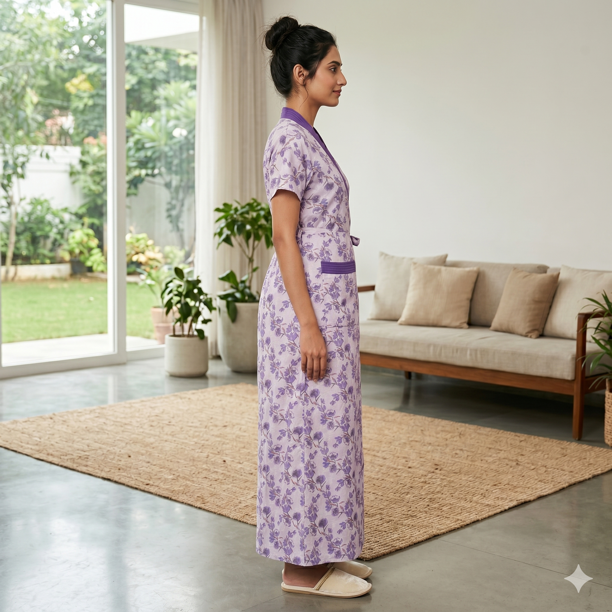 Bizzy Lizzy Purple Alstroemeria 2pc Set Housecoat