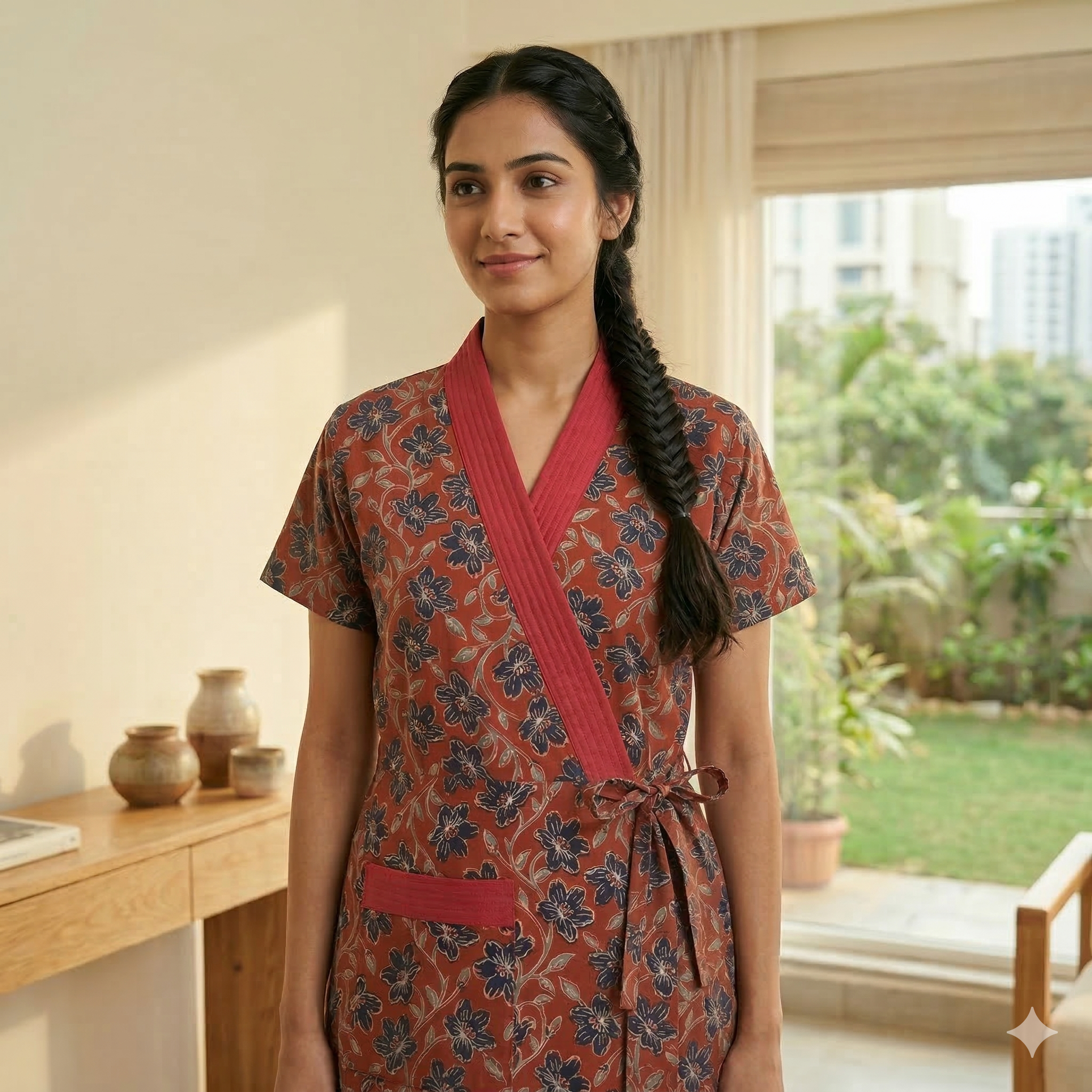Pure Cotton Red Tulip Housecoat