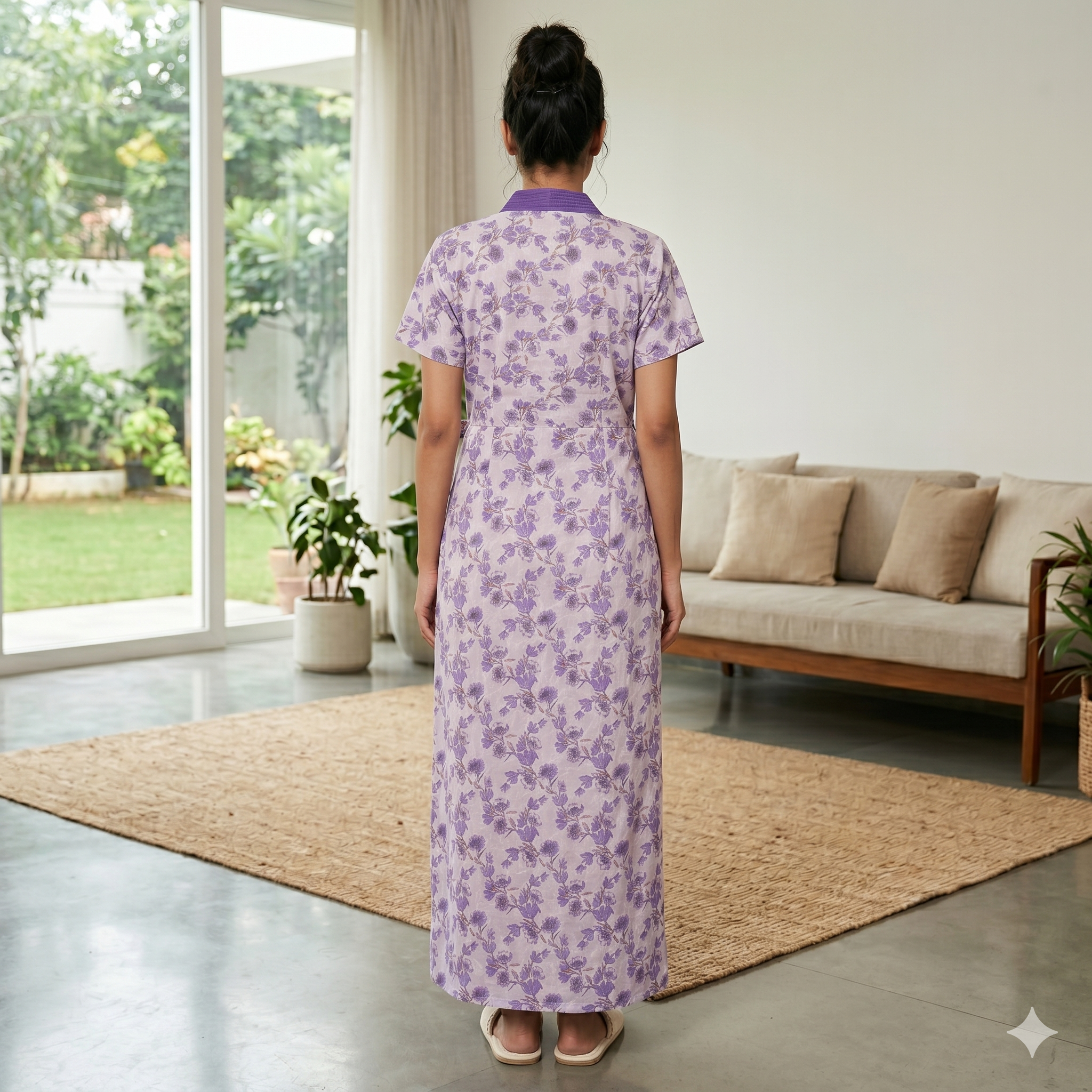 Bizzy Lizzy Purple Alstroemeria 2pc Set Housecoat