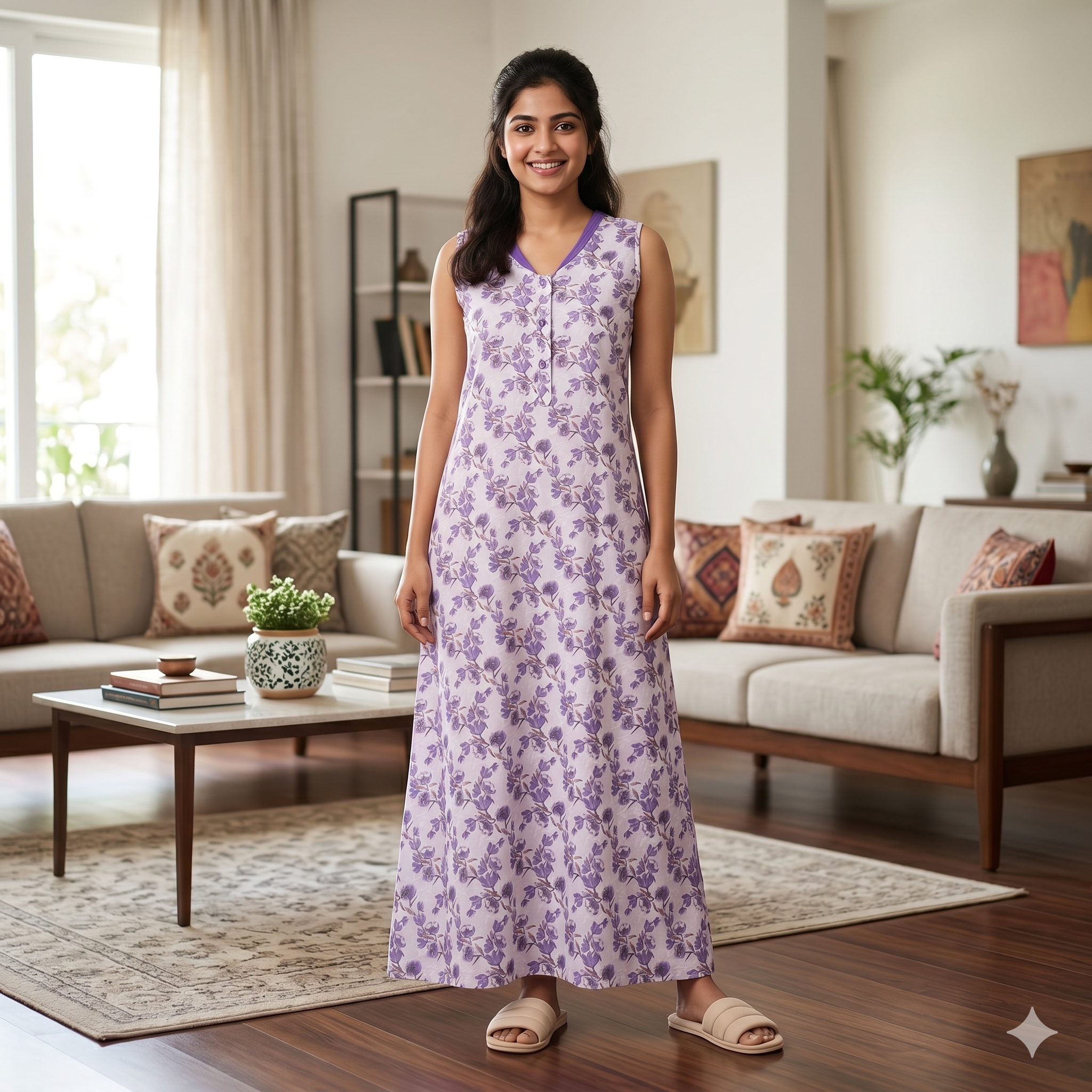 Bizzy Lizzy Purple Alstroemeria 2pc Set Housecoat