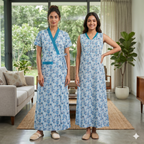 Bizzy Lizzy Light Blue Alstroemeria 2pc Set Housecoat