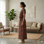 Pure Cotton Black Tulip Housecoat
